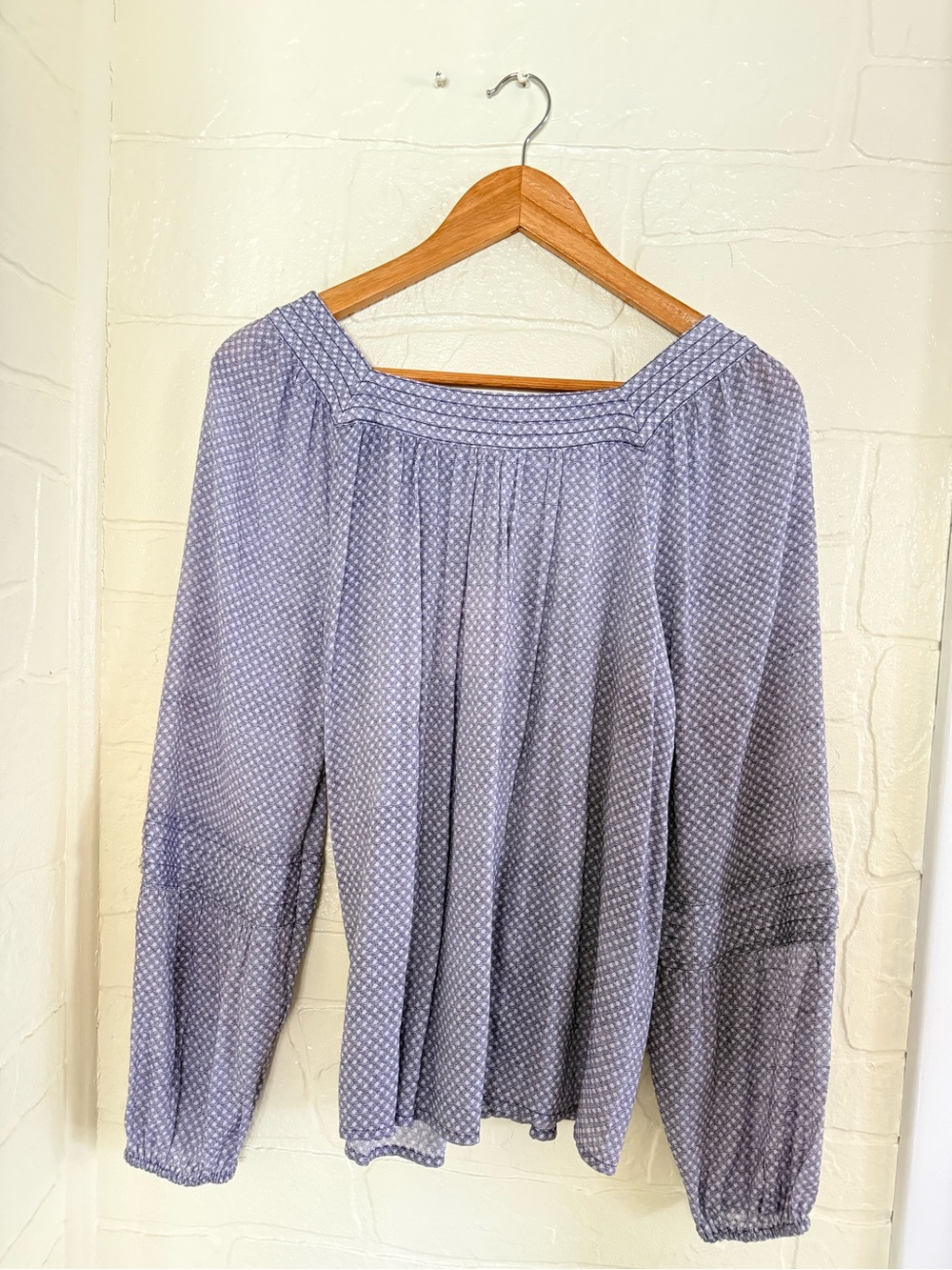 Women’s Lauren Conrad Light Blue Square-Neck Pleated Blouse - Picture 4 of 6